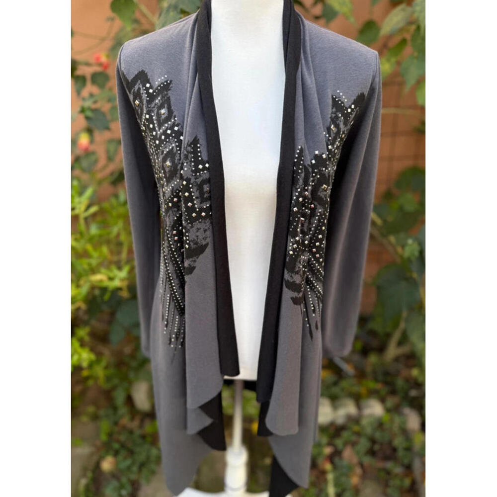 Vocal Gary & Black Bedazzled Cardigan Size M